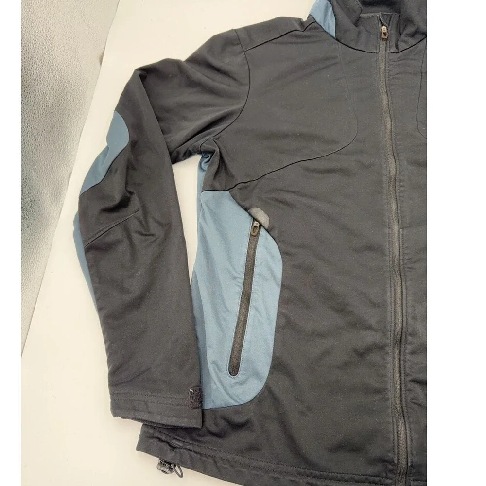 Columbia Softshell Jacket‎ M Omni-Wind Block Full Zip Outdoor Hiking Black Blue